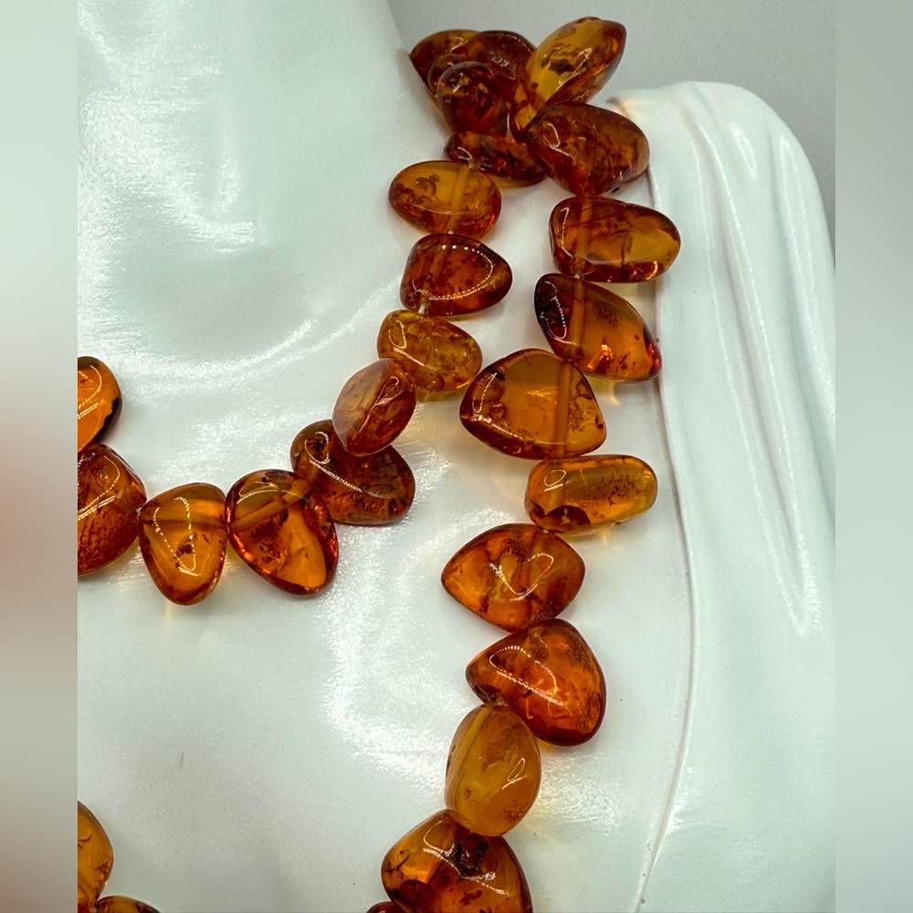 Genuine Baltic Amber Necklace with Amber Screw Clasp 24" Long - Picture 6 of 17